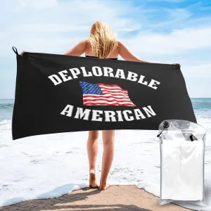 Deplorable and Proud American Flag Quick-Dry Bath Towel 31.5"x63" Absorbent Bath Towel, Beach Towel