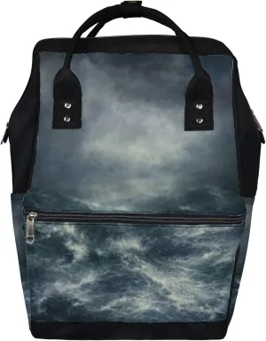 Diaper Bag Mummy Backpack Stormy Waves Dramatic Cloudy Sky Multifunction Baby Nappy Bag Large Capacity Nursing Bags Waterproof Travel Backpack