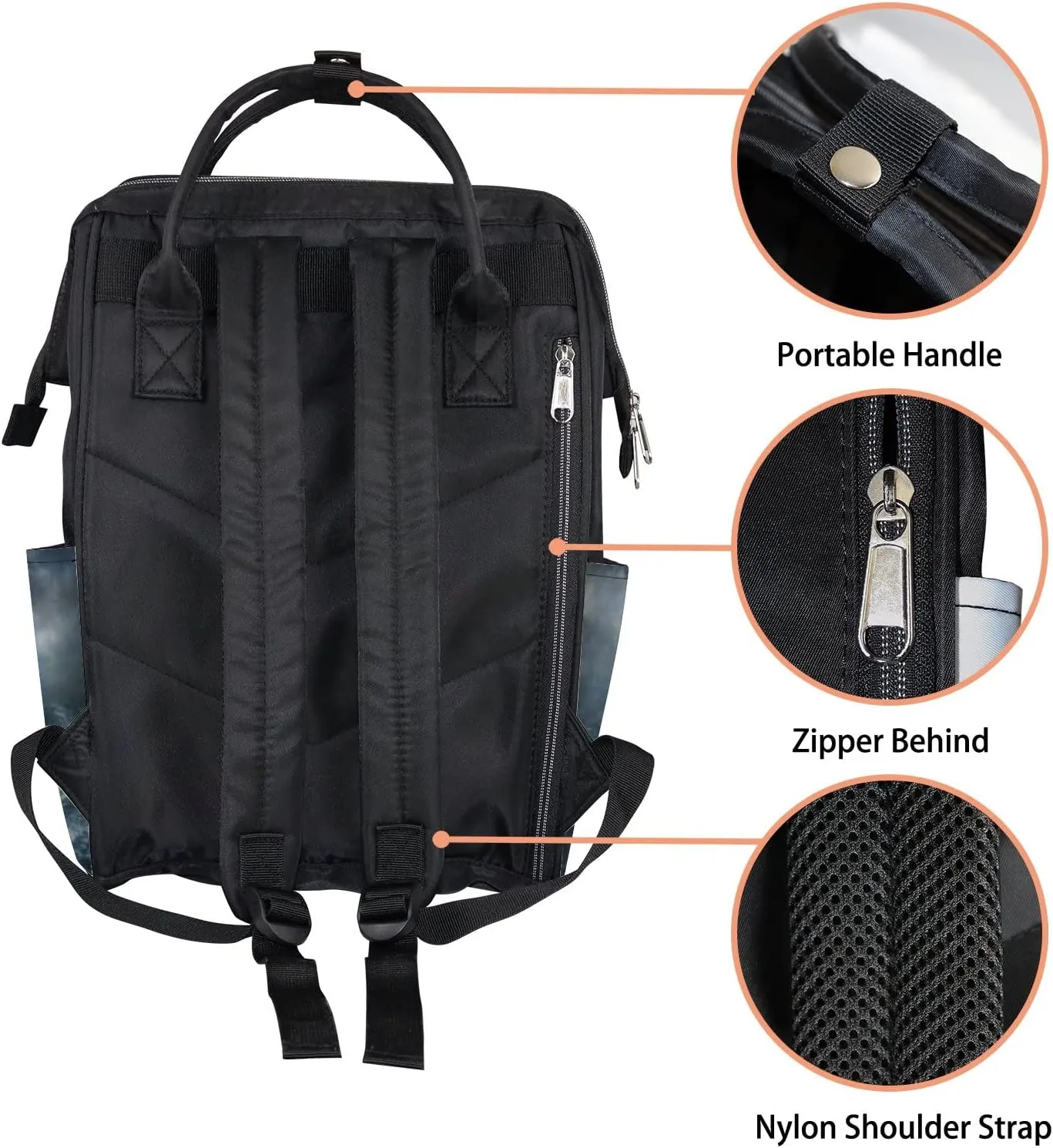 Diaper Bag Mummy Backpack Stormy Waves Dramatic Cloudy Sky Multifunction Baby Nappy Bag Large Capacity Nursing Bags Waterproof Travel Backpack