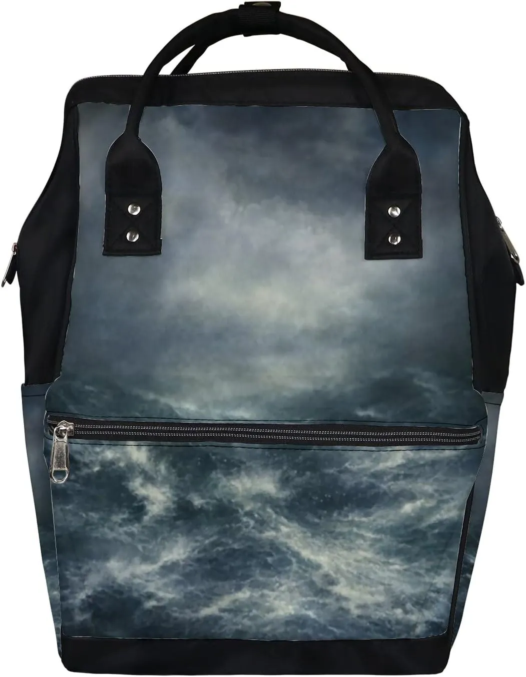 Diaper Bag Mummy Backpack Stormy Waves Dramatic Cloudy Sky Multifunction Baby Nappy Bag Large Capacity Nursing Bags Waterproof Travel Backpack