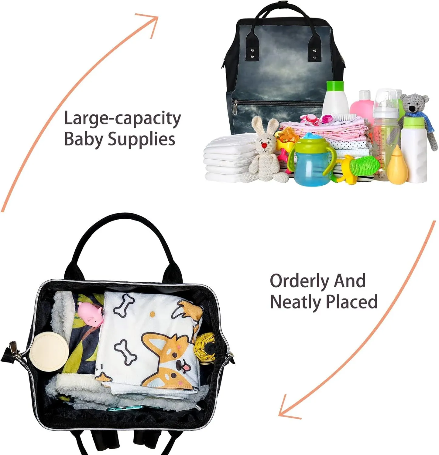 Diaper Bag Mummy Backpack Stormy Waves Dramatic Cloudy Sky Multifunction Baby Nappy Bag Large Capacity Nursing Bags Waterproof Travel Backpack