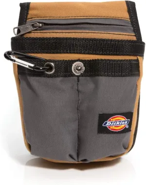 Dickies Zipper Pocket Canvas Pouch for Tool and Work Belts, Four Pockets, Cushioned Pocket, Grey/Tan