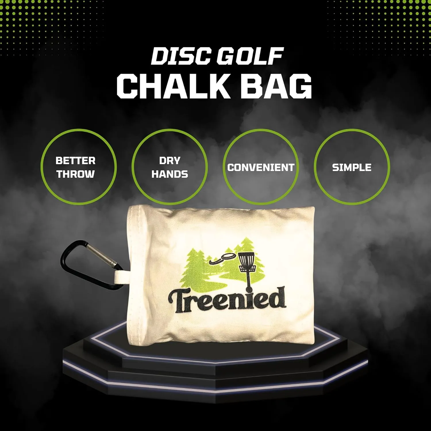 Disc Golf Chalk Bag with Clip (White) - Quick Drying and Super Absorbent - Excellent Disc Grip - Disc Golf Accessories - Grip Disc Golf Bag - Chalk Bag Disc Golf - Disc Golf Equipment