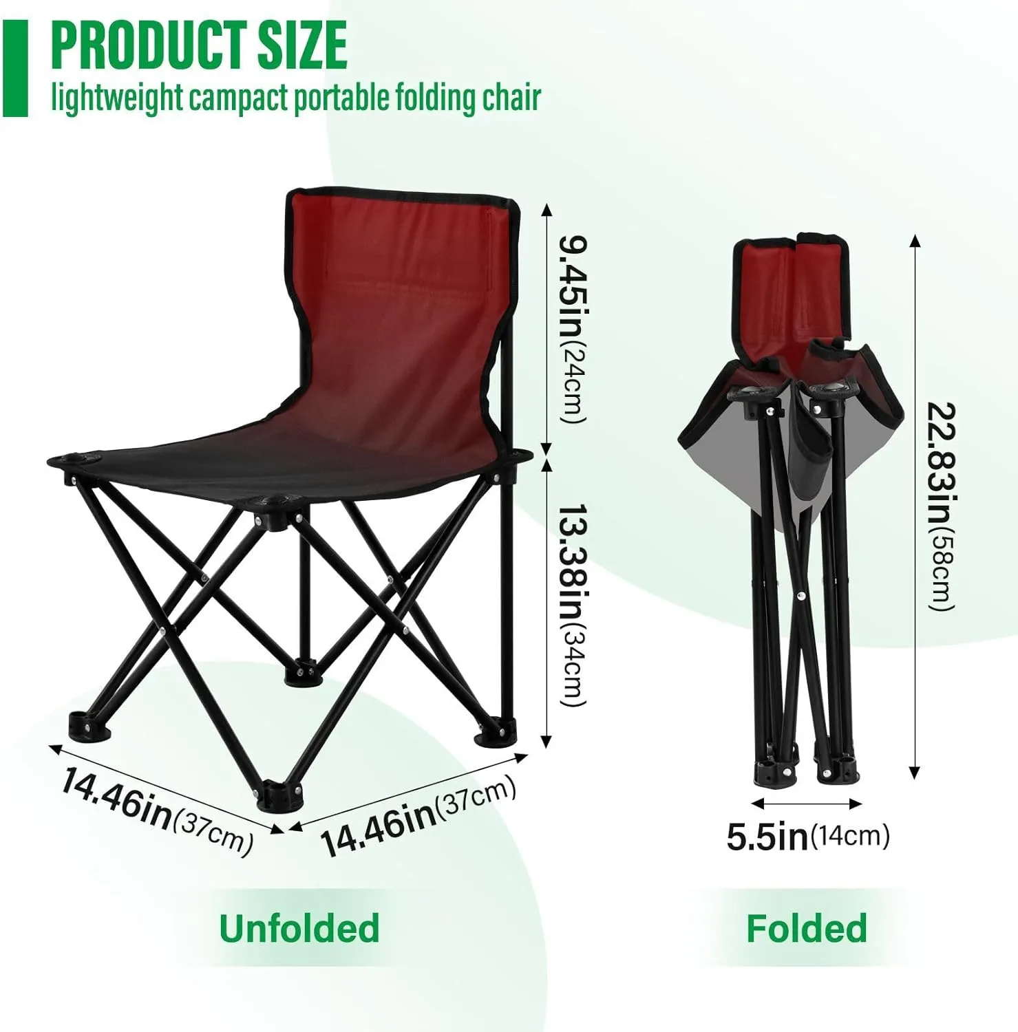 DOMIKING Black Red Gradient Kids' Portable Camping Chairs for Outdoor Lawn Chairs with Carry Bag Folding Chair for Picnic Beach Camping