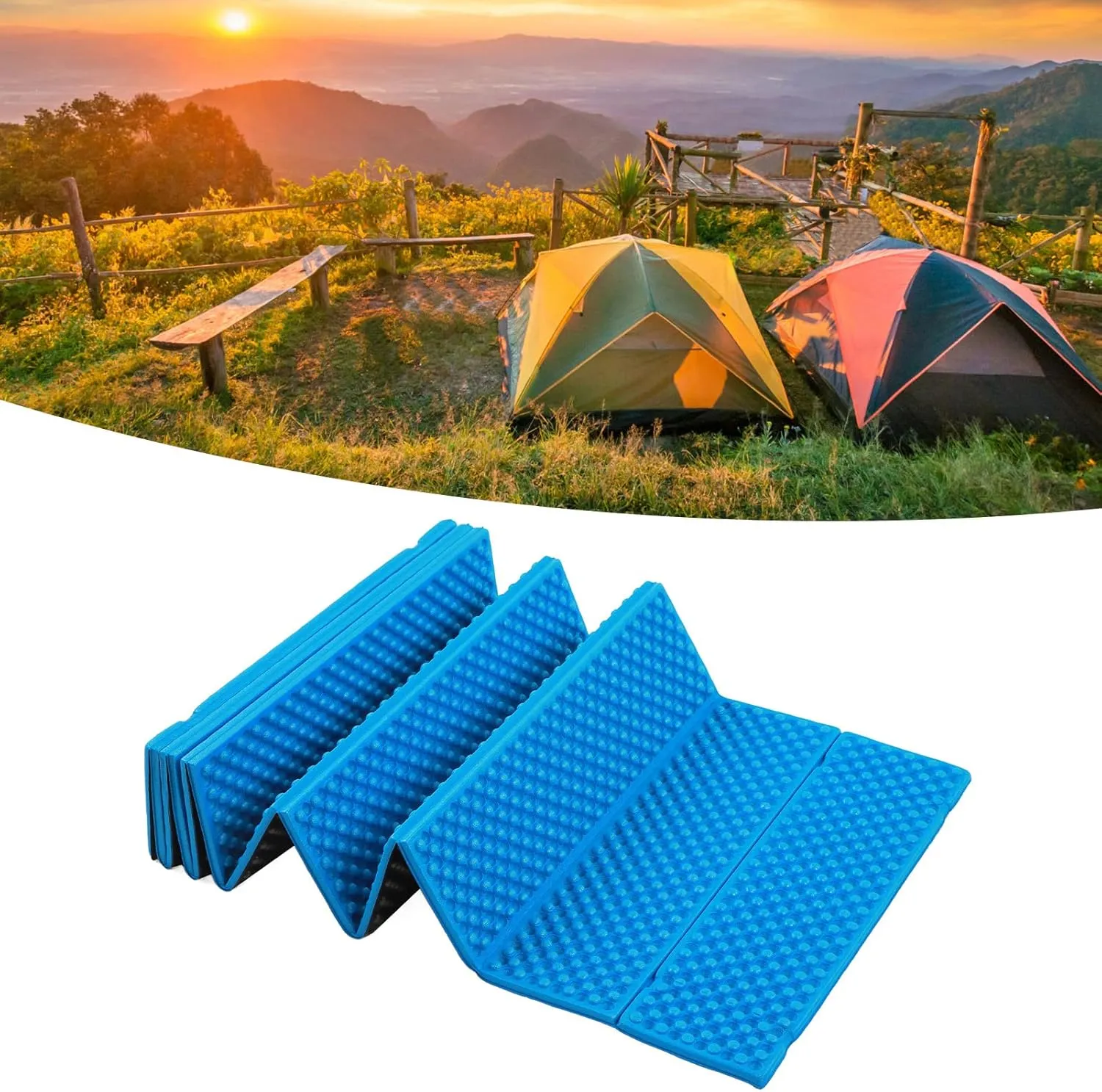 Double Egg Crate Sleeping Pad Foldable Thickened Foam Sleep Mat for Outdoor Camping 186x57CM