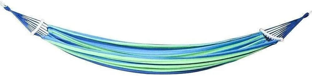 Double Hammock Portable Travelling Camping Hammock Canvas Striped with Backpack Swing Lounger (Color : Blue, Size : 200x150cm)