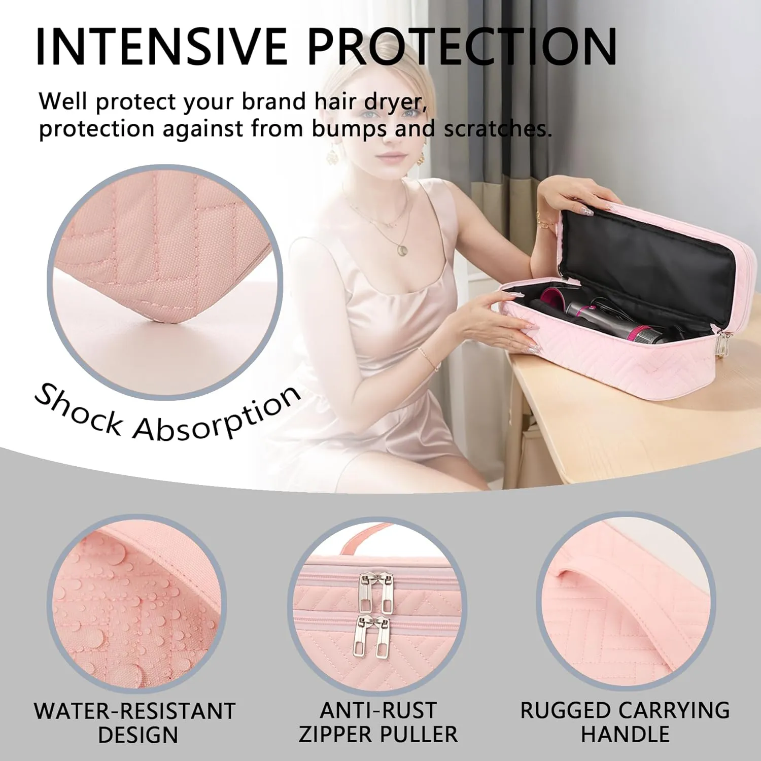 Double-Layer Carrying Case Apply to Revlon One-Step Hair Dryer, Travel Bag for Hair Volumizer/Styler,Water Resistant Storage Organizer Box,Compatible with FlexStyle Attachment (Bag Only)