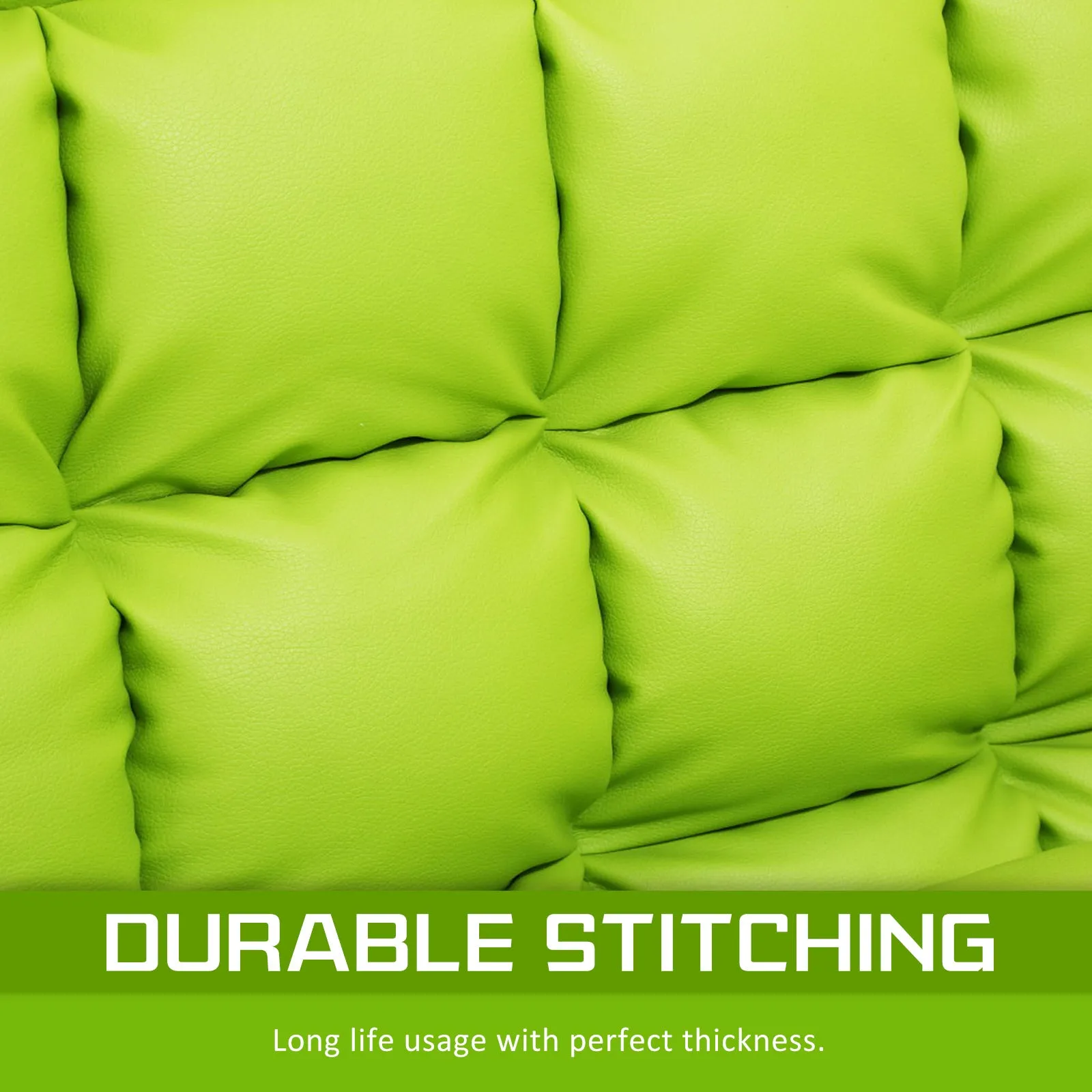 Double Seat Floor Sofa Adjustable Recliner Gaming Couch Bed Green PU Leather