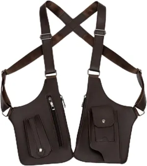 Double Shoulder Armpit Bag, Armpit Bag for Men, Double Shoulder Strap Multi-Pocket Outdoor Anti-Theft Bag