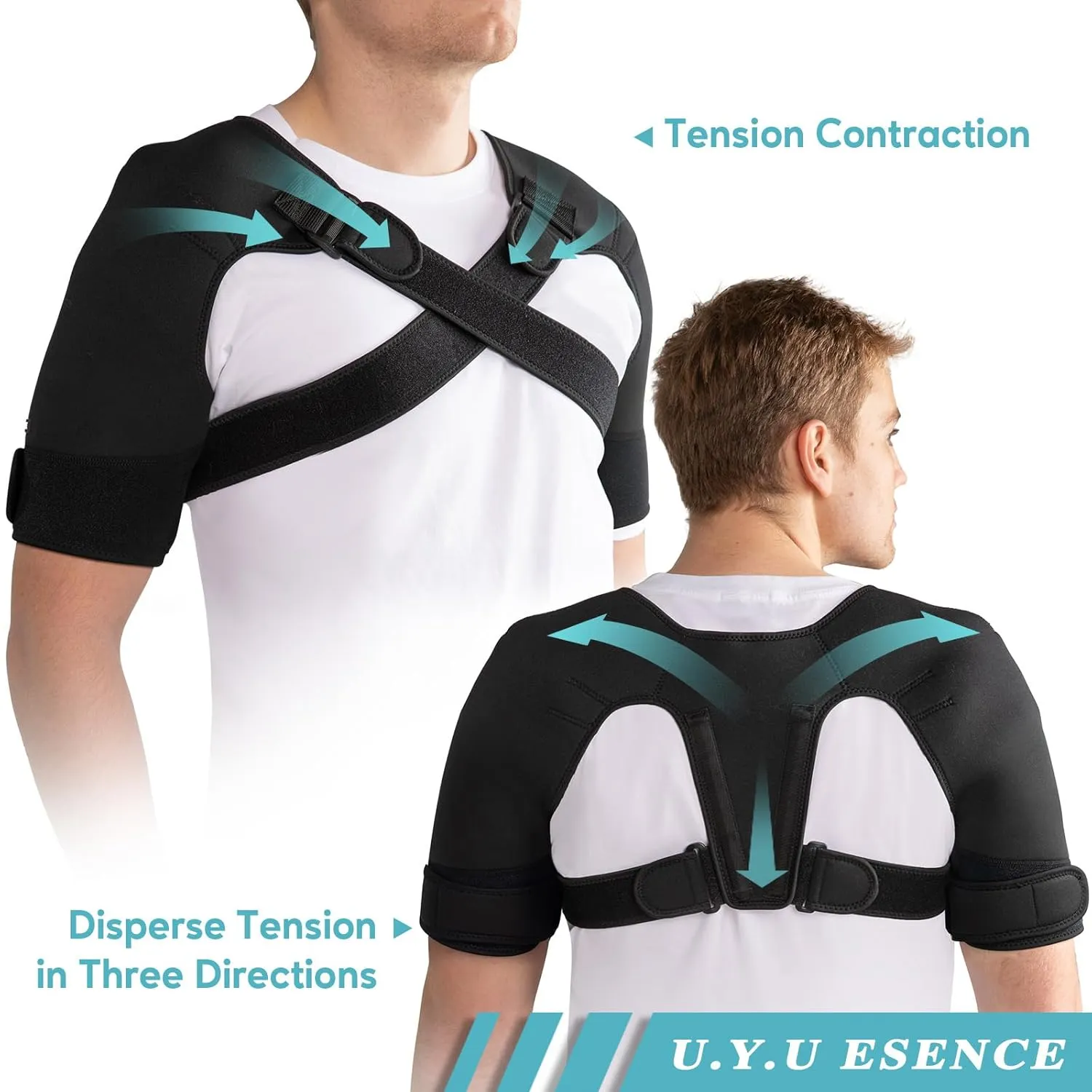Double Shoulder Brace for Women & Men,Double Support Compression Sleeve for Sleeping,Pain Relief Dual Wrap (L-Gen 2:17"-19")