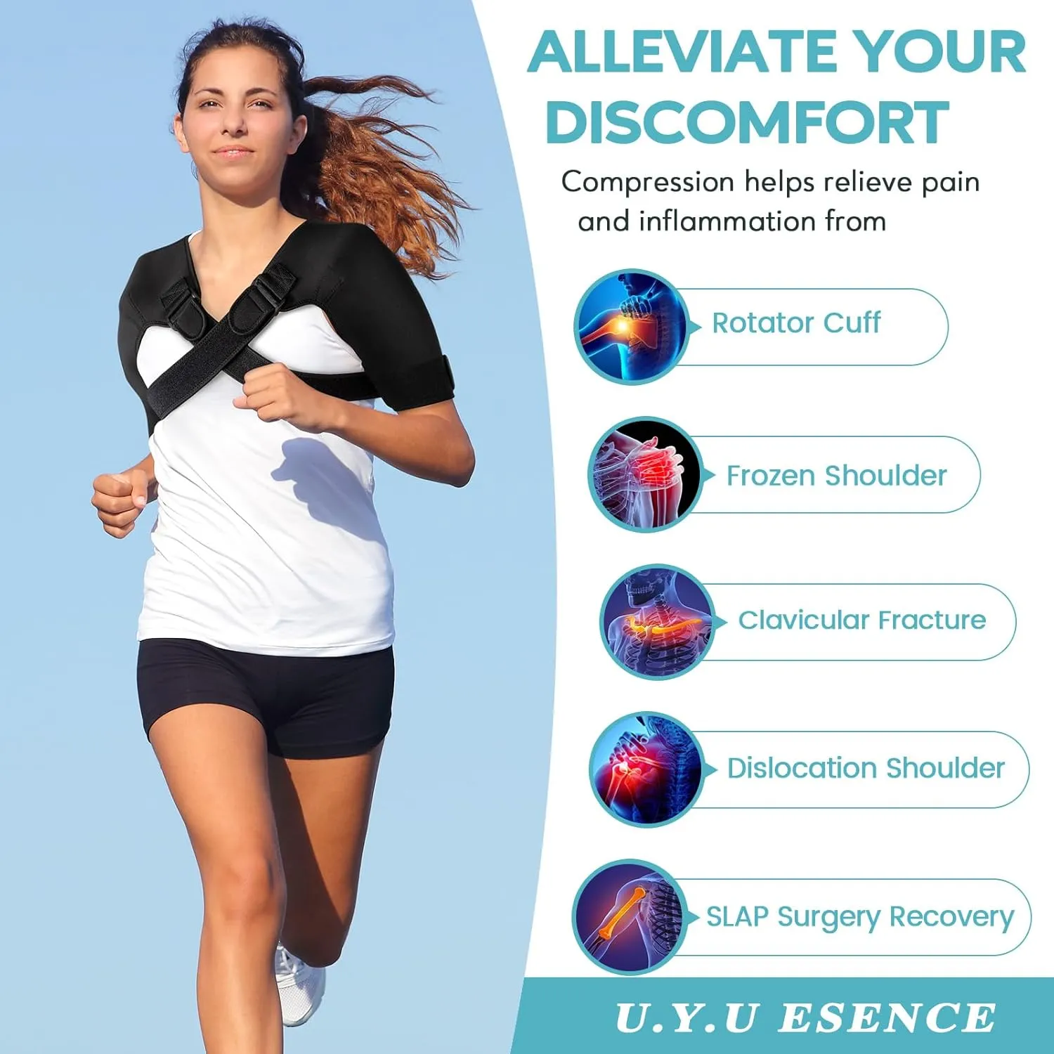 Double Shoulder Brace for Women & Men,Double Support Compression Sleeve for Sleeping,Pain Relief Dual Wrap (L-Gen 2:17"-19")