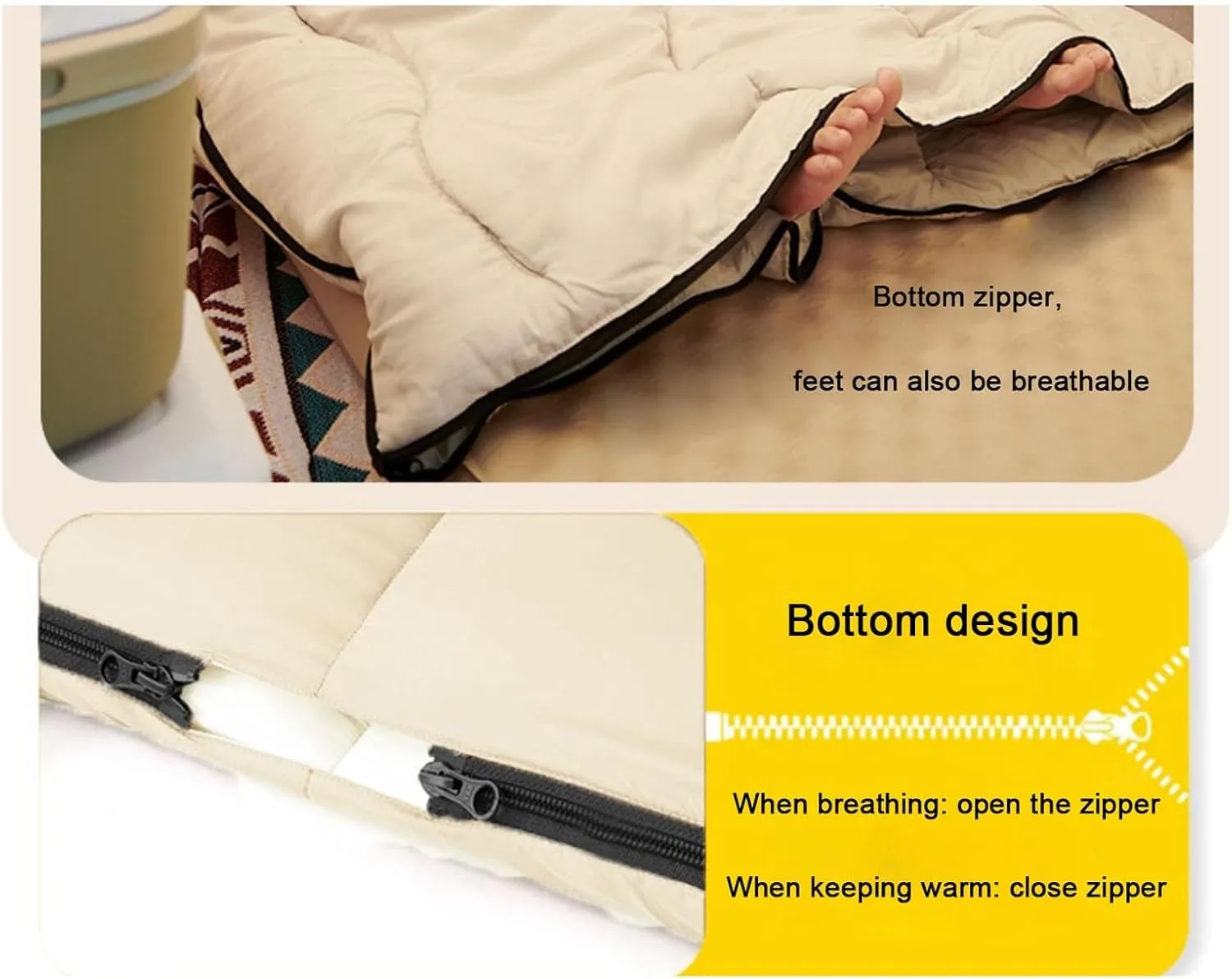 Double Sleeping Bag, Adult Outdoor Exposure Camp Tent Four -Seasons Common Down Quilt