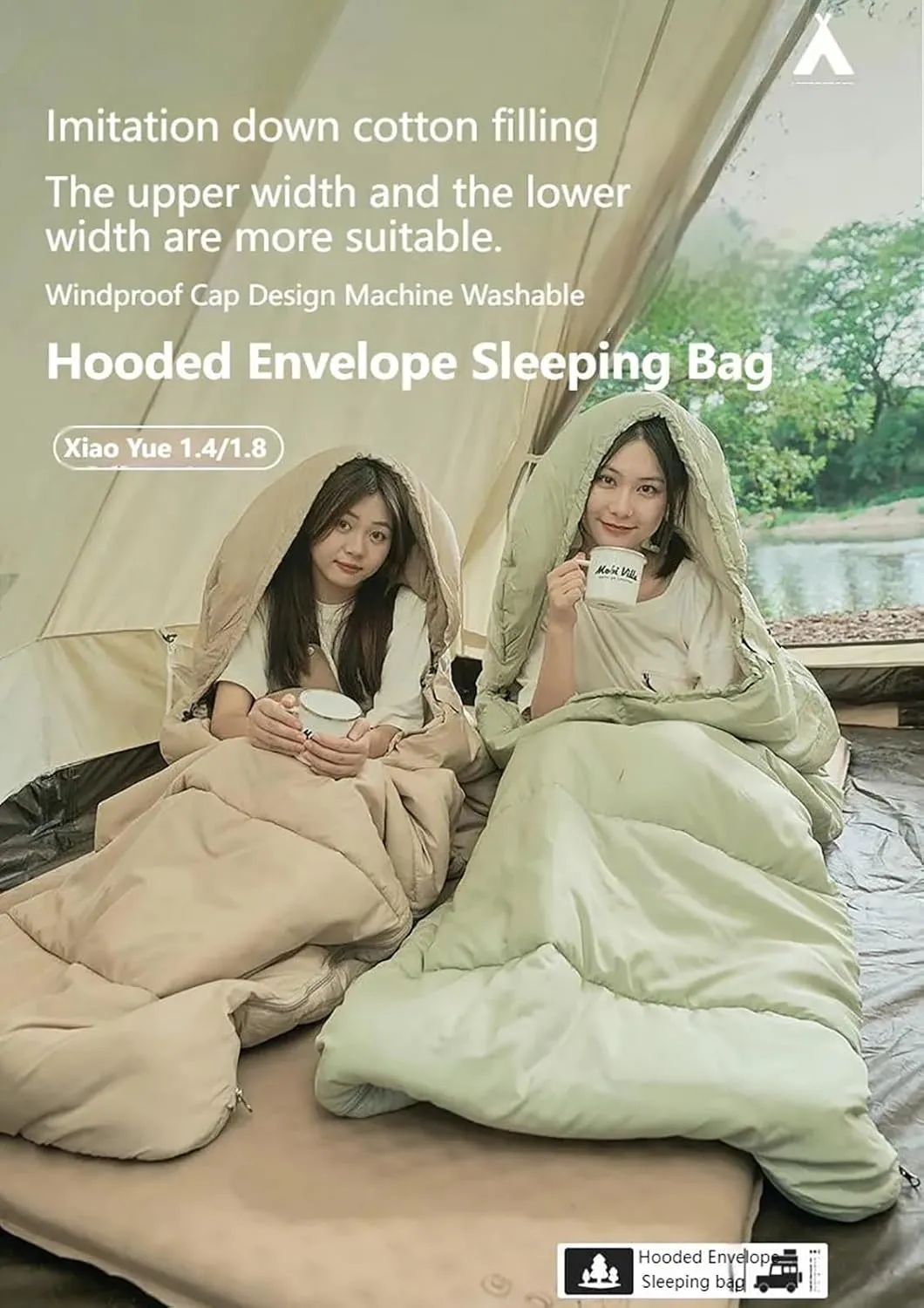 Double Sleeping Bag, Sleeping Bag with 2 Pillows, Protable -5℃~15℃ Warm Cotton 1.4kg/1.8kg Ultralight Spliced Envelope for Camping, Backpacking or Hiking