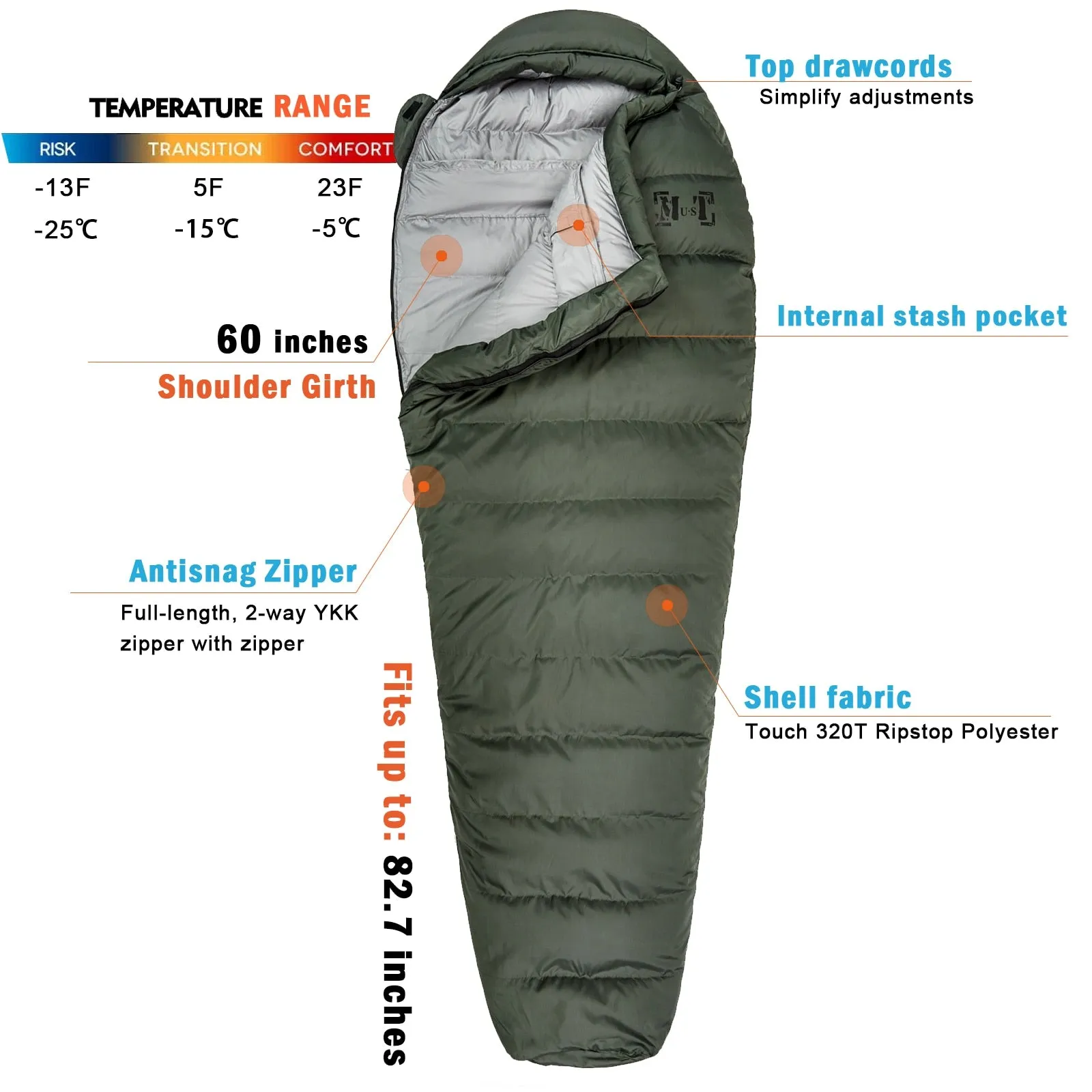 Down Mummy Sleeping Bag