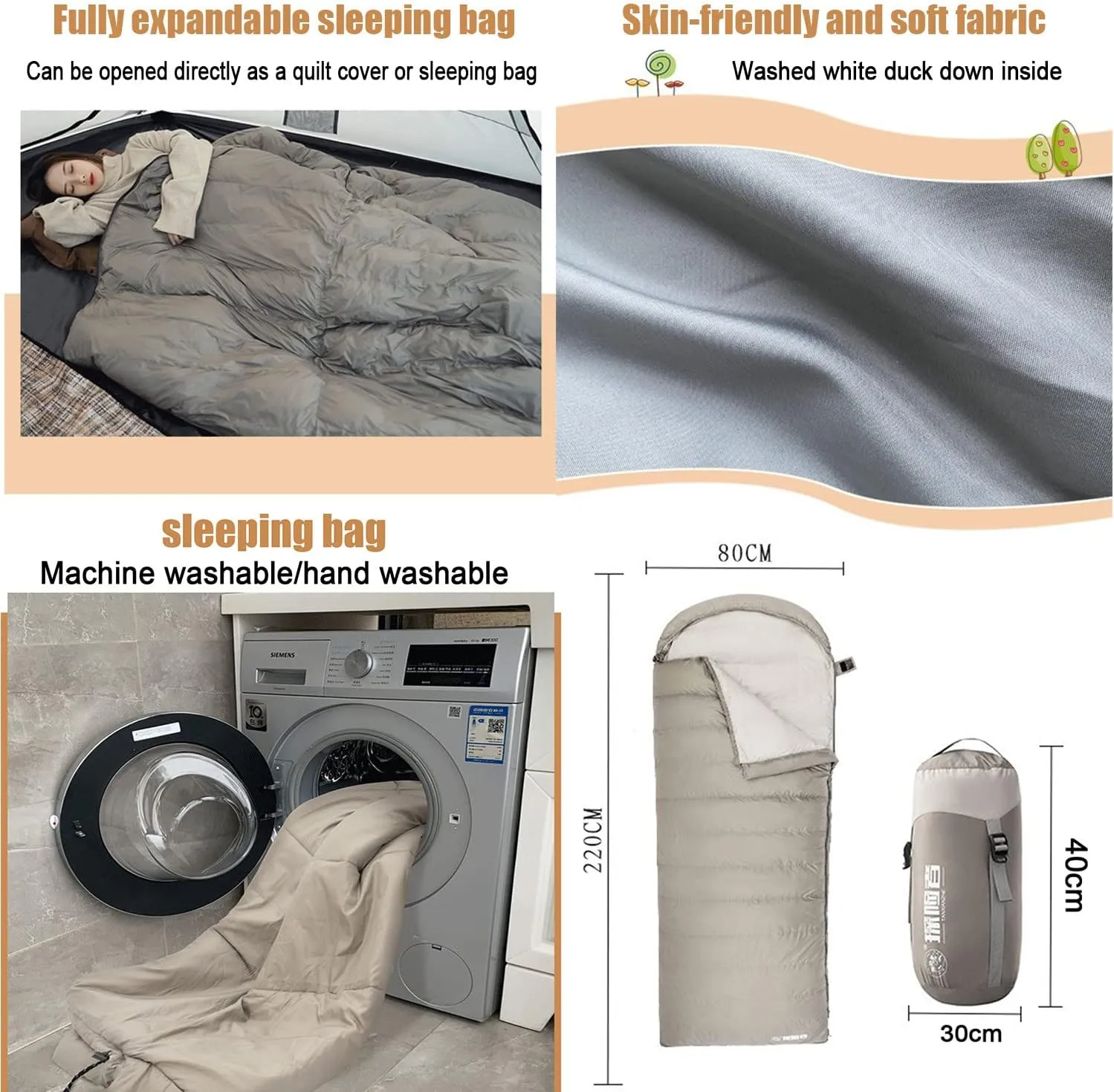 Down Sleeping Bag Cold Weather 0 Degree Lightweight Mummy Sleeping Bag Portable Camping Sleeping Bag with Compression Sack,for Adults & Kids - Indoor & Outdoor: Backpacking,Hiking,300gDownFilling