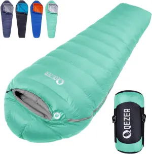 Down Sleeping Bag for Adults 0°F 10°F 15°F 20°F Backpacking Sleeping Bag for Cold Weather with Compression Sack