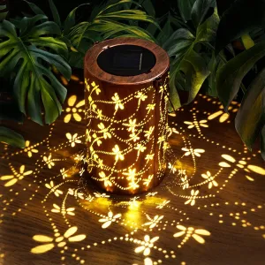 Dragonfly Solar Lanterns Outdoor Waterproof - Birthday Gift for Women Mom Grandma Metal Hanging Solar Powered Unique Garden Decorative LED Li (Dragonfly)