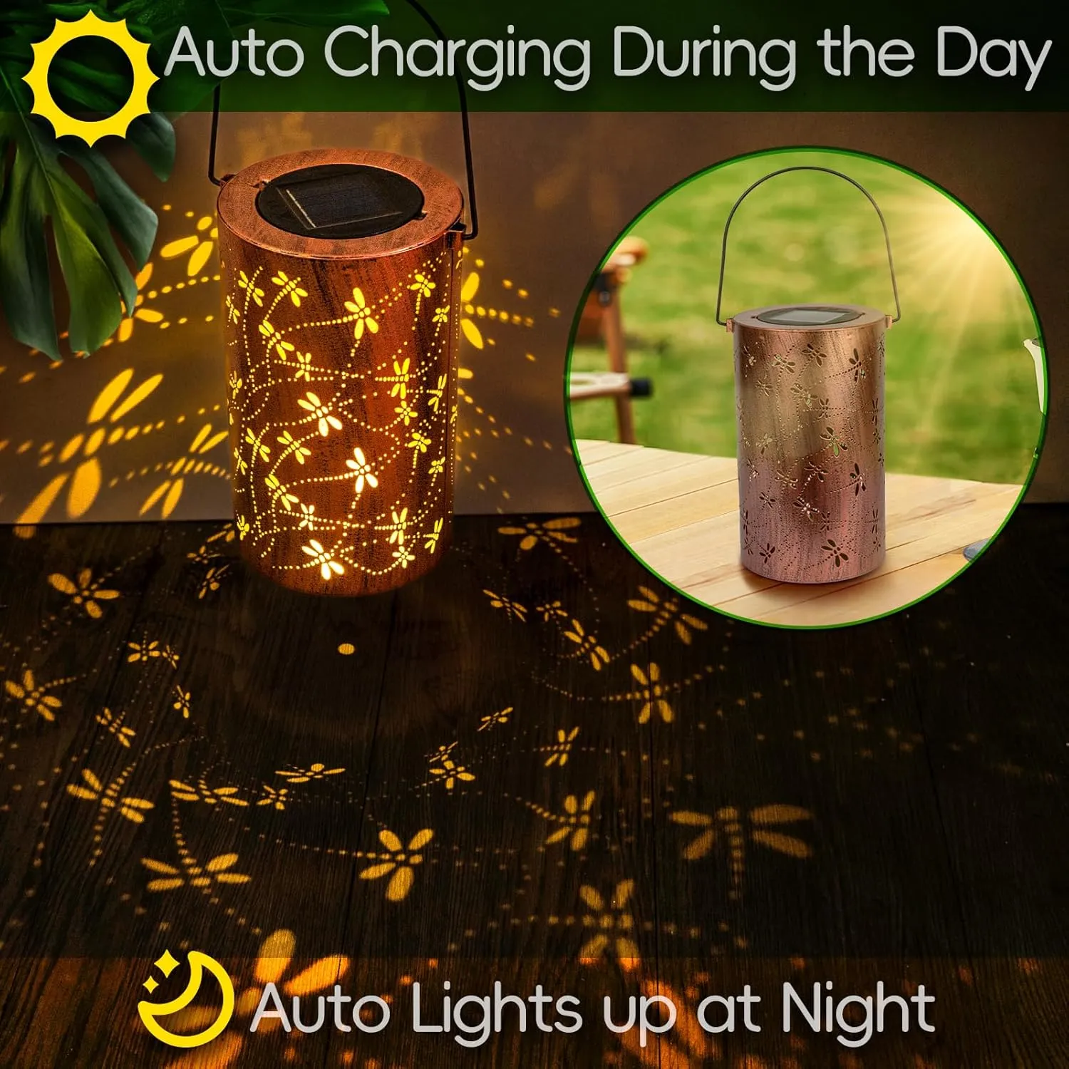 Dragonfly Solar Lanterns Outdoor Waterproof - Birthday Gift for Women Mom Grandma Metal Hanging Solar Powered Unique Garden Decorative LED Li (Dragonfly)