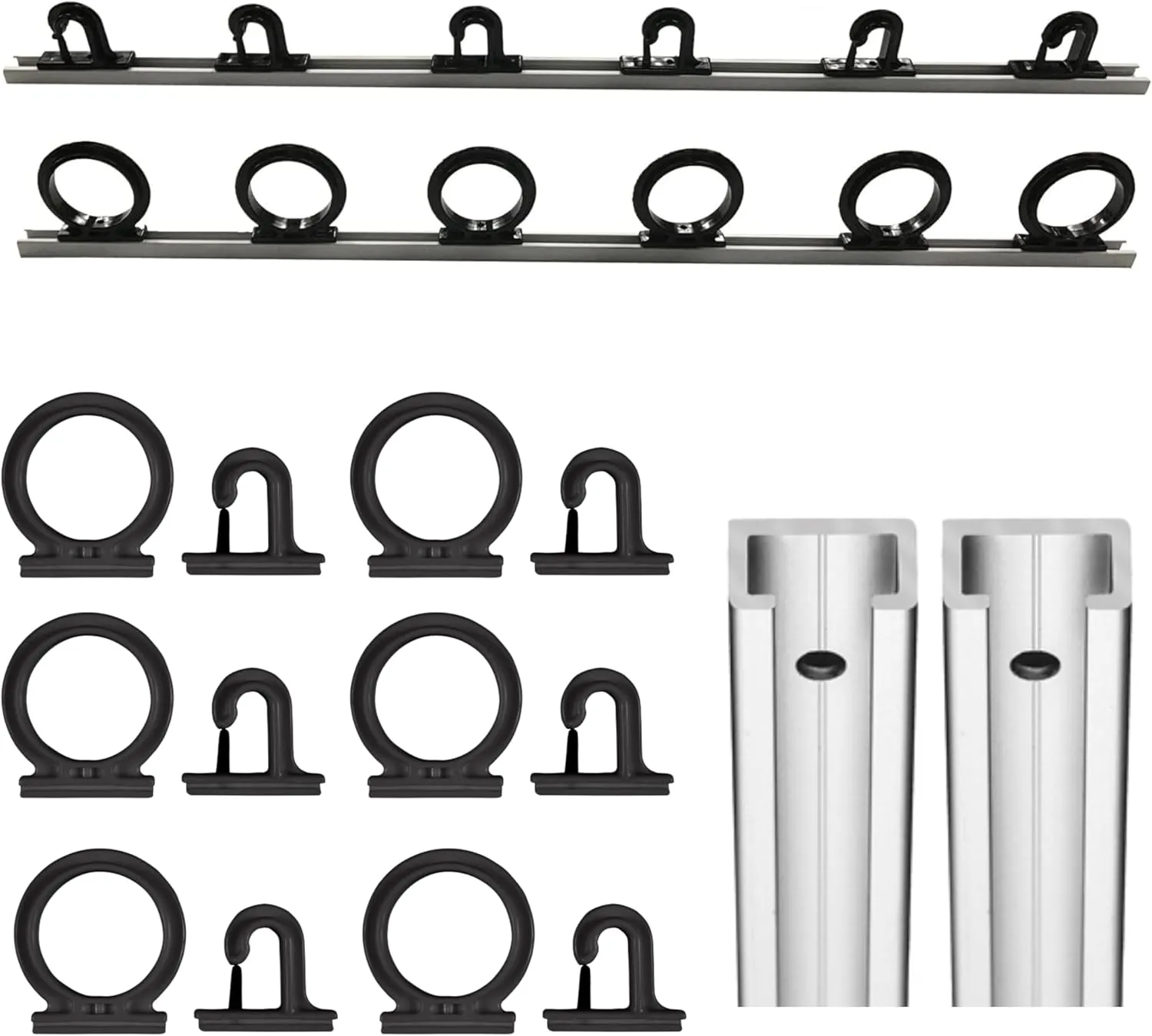 DU-BRO Fishing Trac-A-Rod Storage - Customizable Rod Storage Solutions - Holds up to 6 Rods - Fishing Rod Rack Holders - Ceiling & Wall Mounted Fishing Rod Holder - 2 ft - Silver/Black