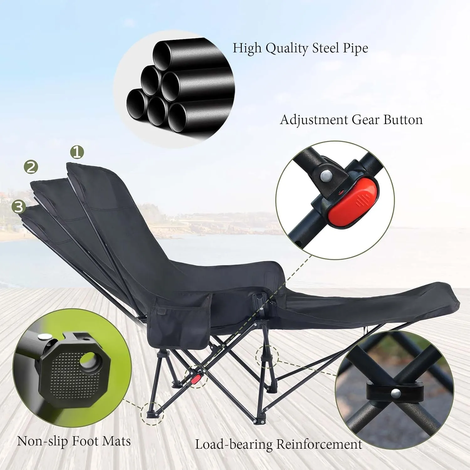 Dual Purpose Folding Camping Cot and Chair with Removable Footrest for Adults, Easy-to-Assemble Adjustable Sleeping Chair with Carry Bag for Fishing, Hiking, Travel, Home (Green)