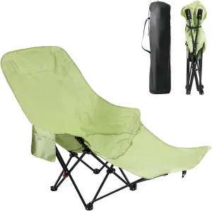 Dual Purpose Folding Camping Cot and Chair with Removable Footrest for Adults, Easy-to-Assemble Adjustable Sleeping Chair with Carry Bag for Fishing, Hiking, Travel, Home (Green)