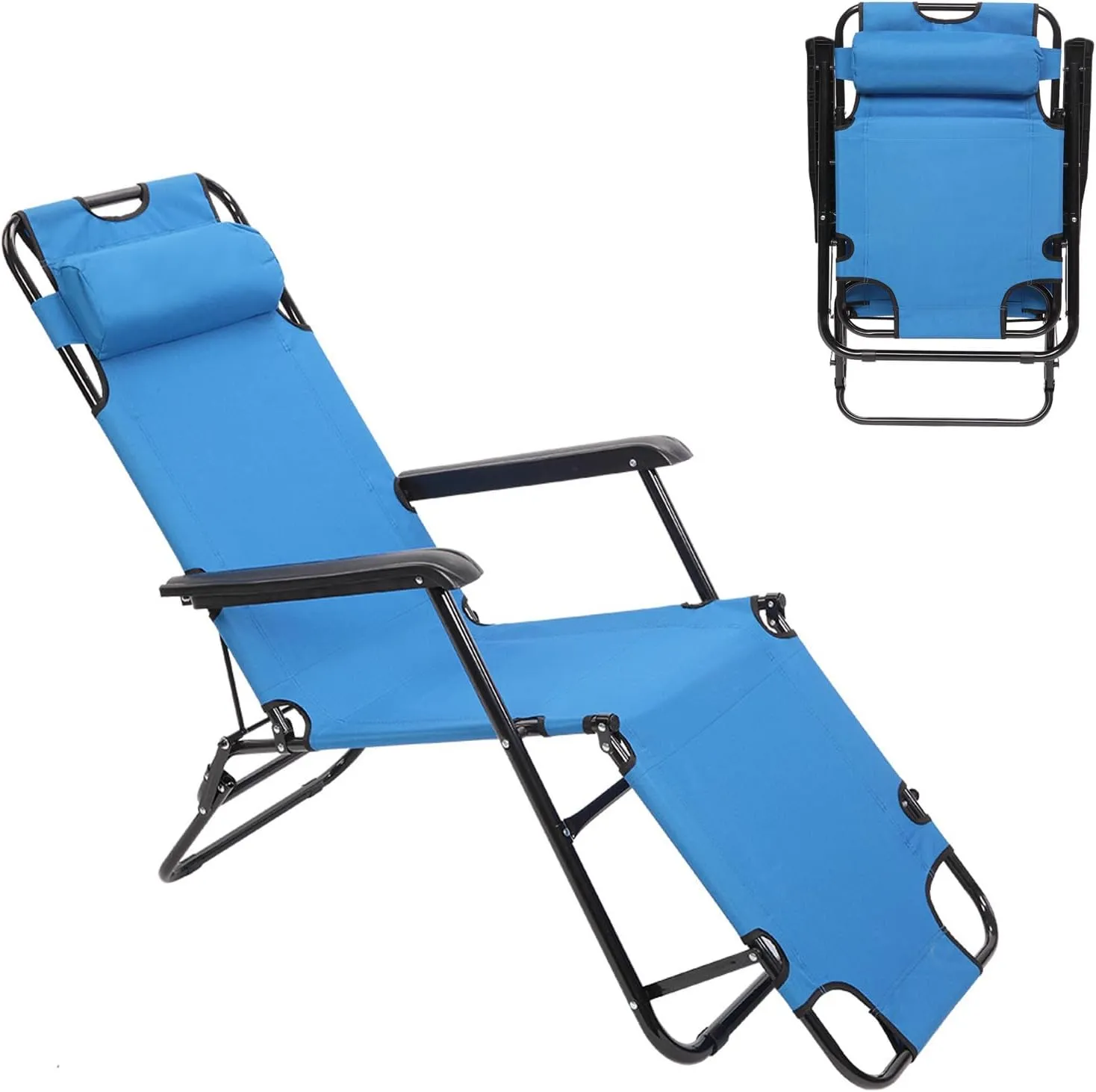 Dual-Purpose Folding Chair & Recliner – Portable, Space-Saving Comfort in Blue