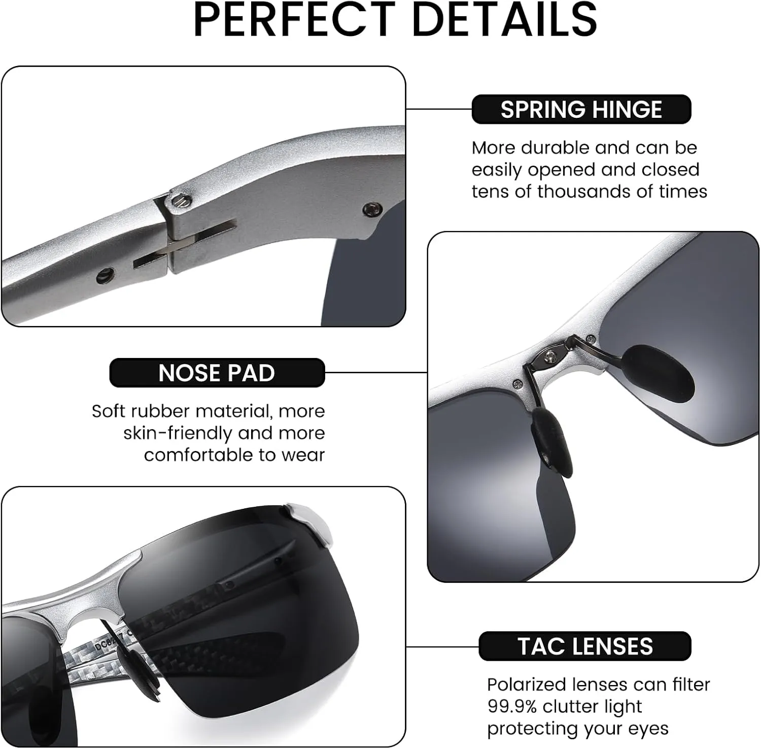 DUCO Men's Sports Polarized Driving Carbon Fiber Sunglasses for Men UV400 Protection DC8277