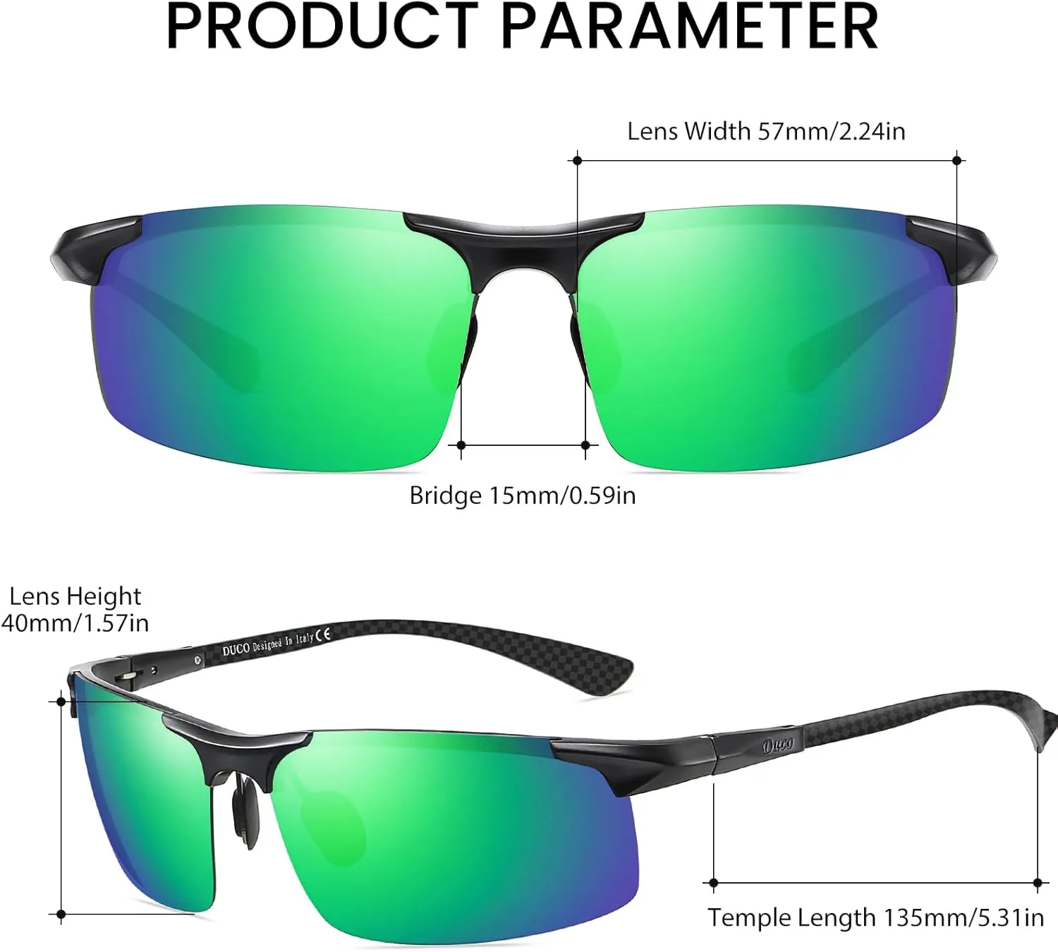 DUCO Men's Sports Polarized Driving Carbon Fiber Sunglasses for Men UV400 Protection DC8277