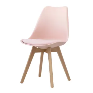 Eames Style Dining Chairs Pink with padded seat