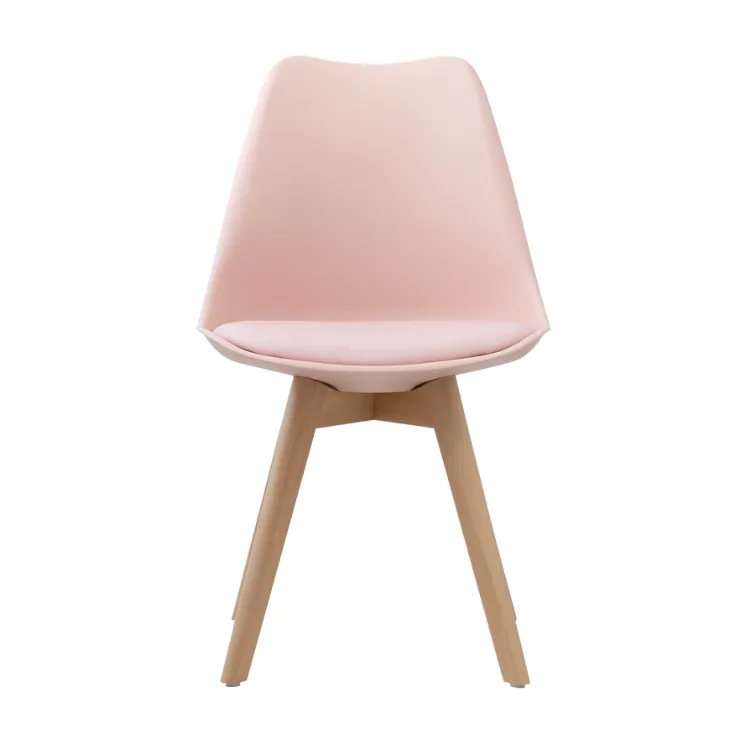 Eames Style Dining Chairs Pink with padded seat