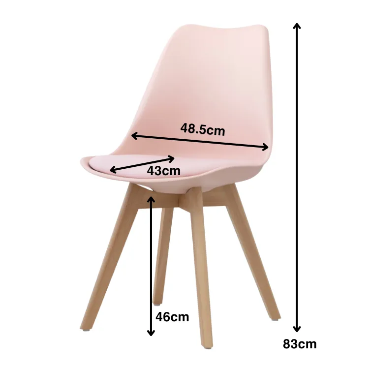 Eames Style Dining Chairs Pink with padded seat