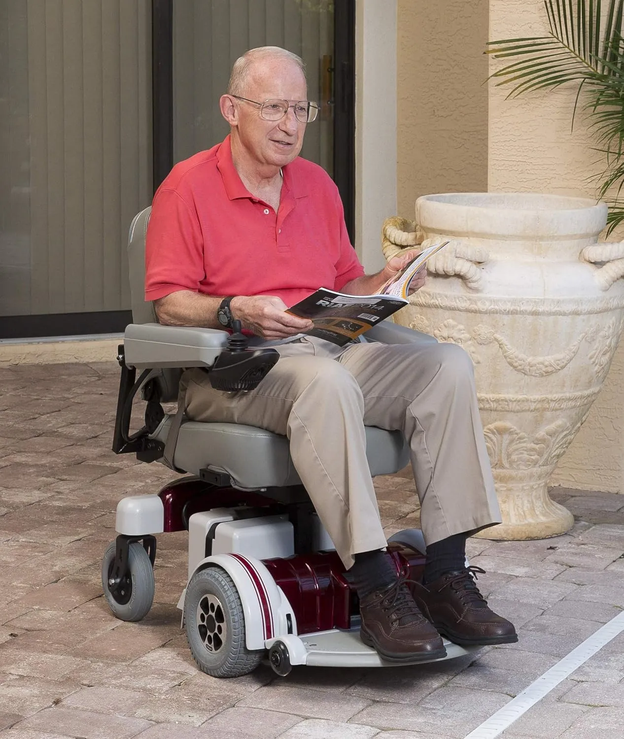 Electric Wheelchair - Motorized Power Chair and Mobility Scooter | LX-5 Red Trim, 19-inch Large Reclining Adult Seat