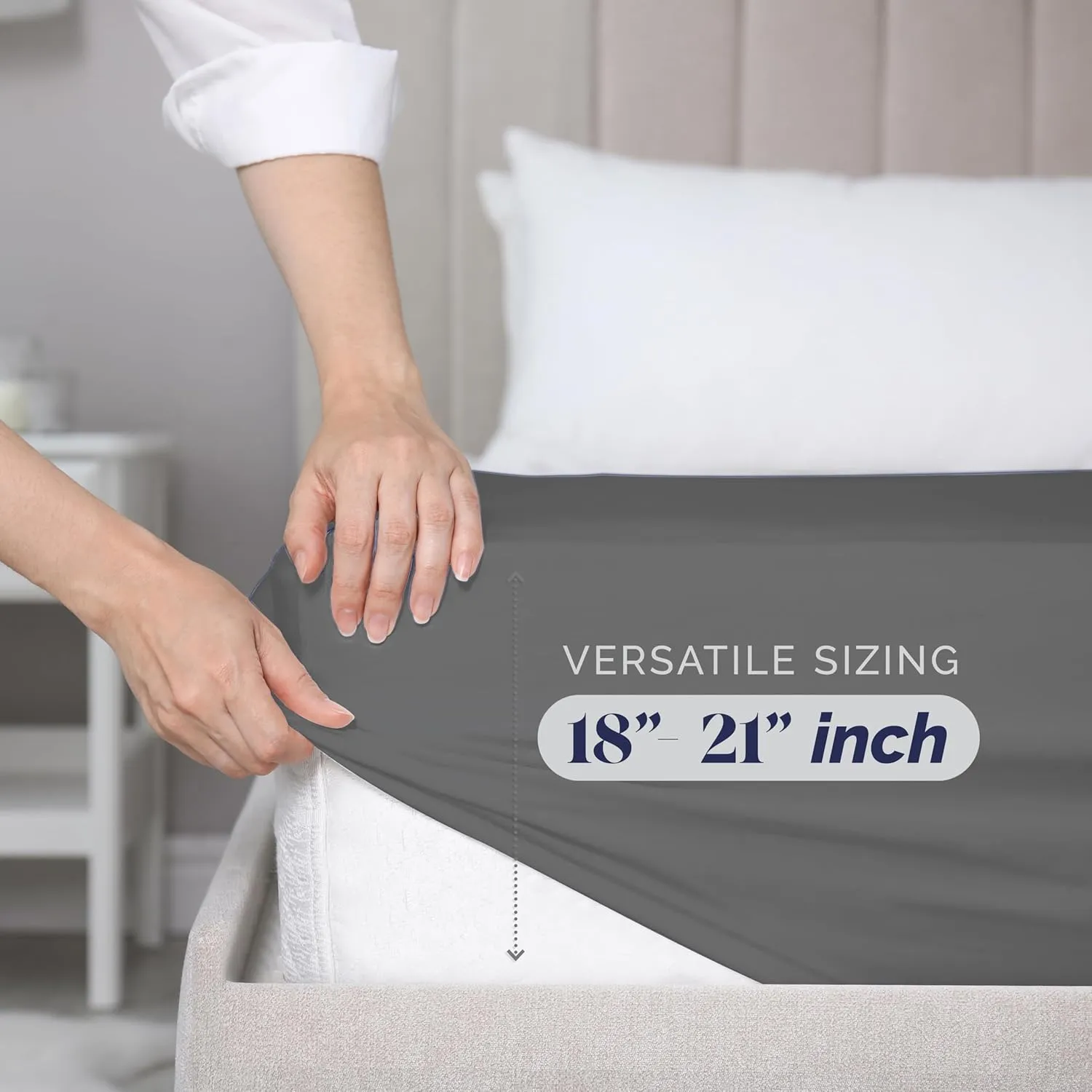 Elegant Comfort Super Soft 1-Piece Single Extra Deep Pocket 1500 Premium Hotel Quality Microfiber Fitted Sheet for High Mattress up to 21" inch with Double Sided Smart Pockets, King, Gray