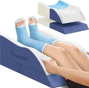 Elevation Pillows for Leg After Surgery, Memory Foam Adjustable Wedge Pillow for Injury or Rest, Ankle Pillow for Sleeping Blood Circulation Blue/Double Leg