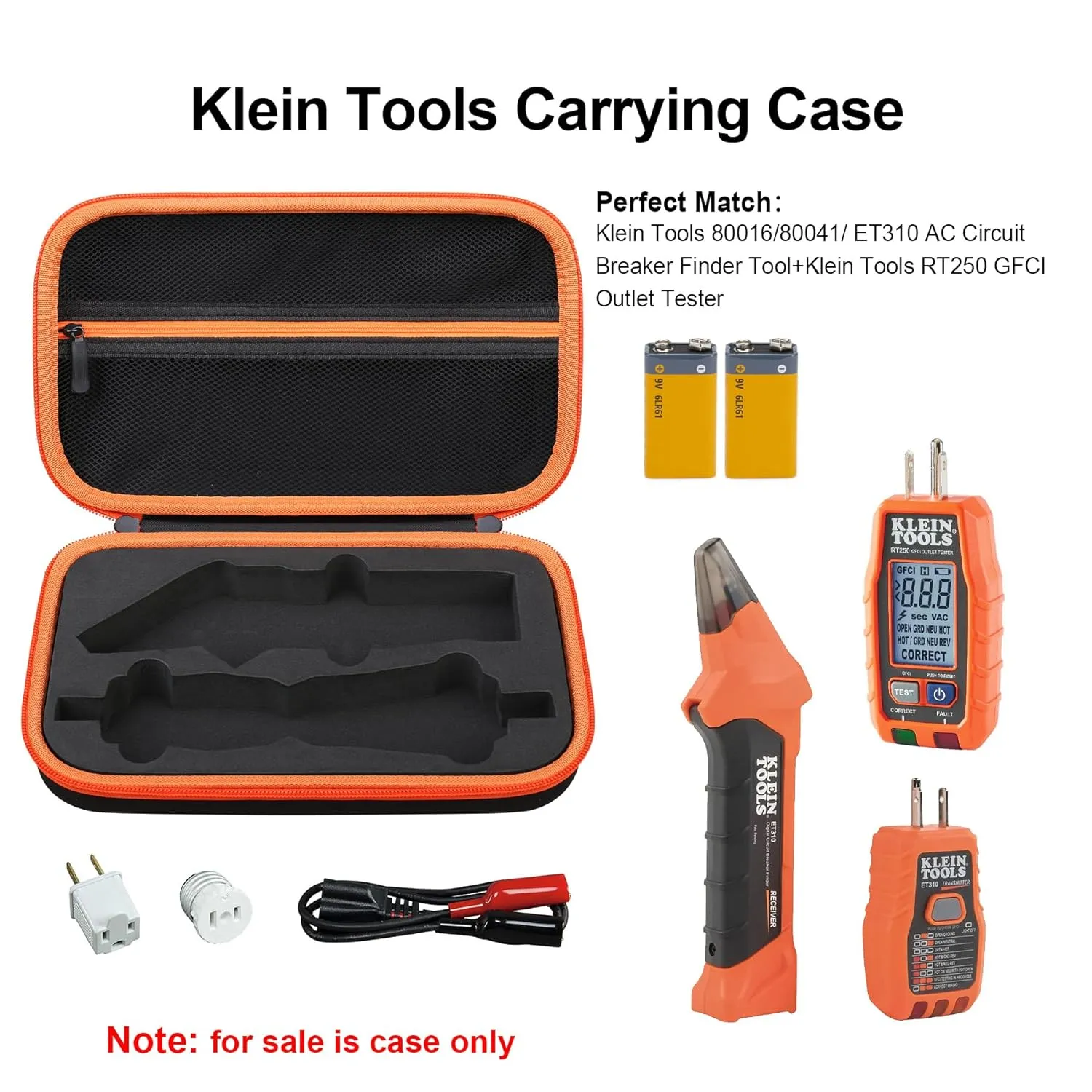 Elonbo Carrying Case for Klein Tools 80016/80041/ ET310 AC Circuit Breaker Finder Tool Klein Tools RT250 GFCI Outlet Tester, Electrical Tools Storage Organizer Holder Bag,Black Inside Black