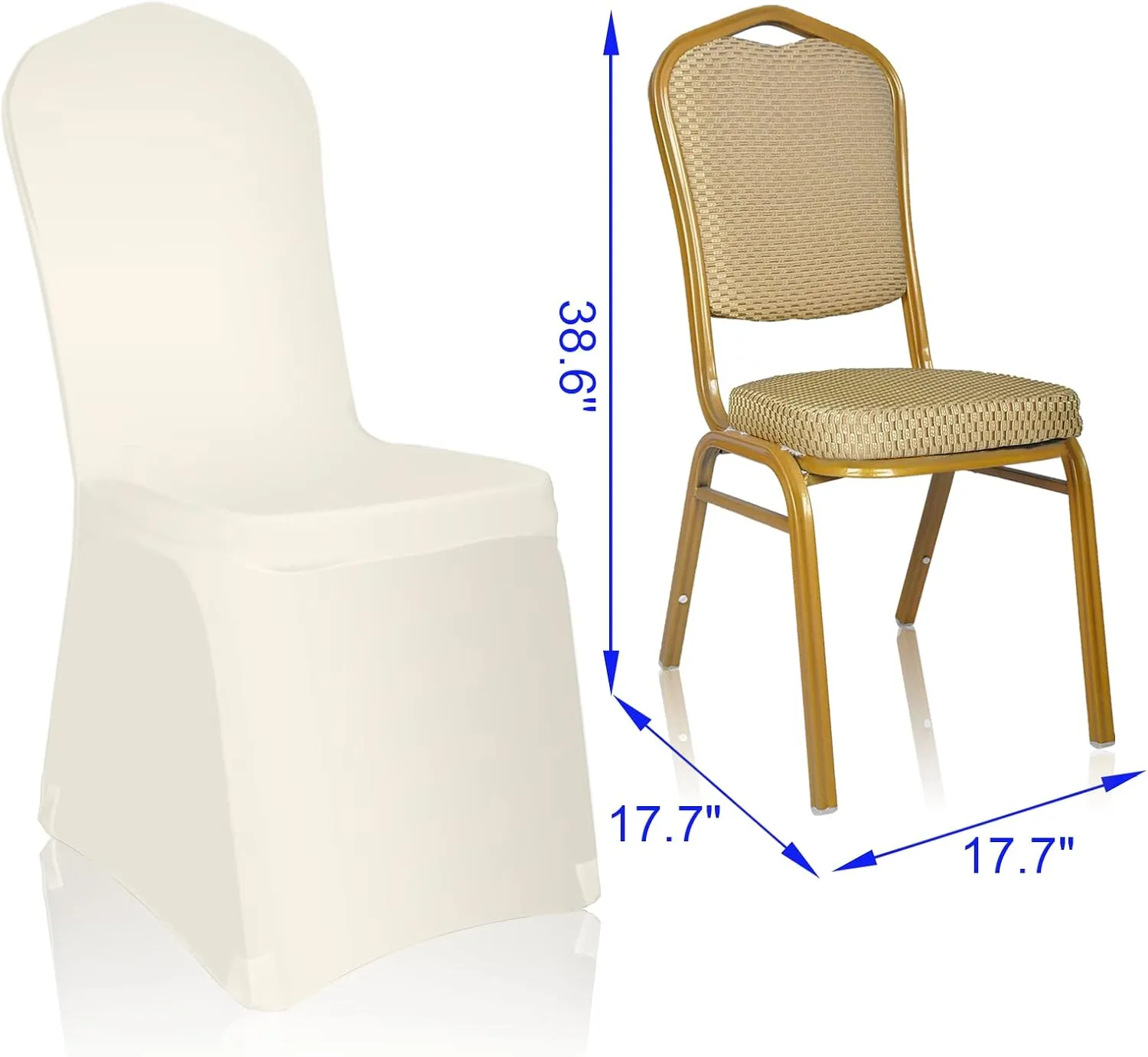 EMART Ivory Chair Covers 50 Pcs Spandex Stretch Universal Standard Seat Slipcovers Fitted for Wedding Bulk, Party, Banquet and Holidays Celebration