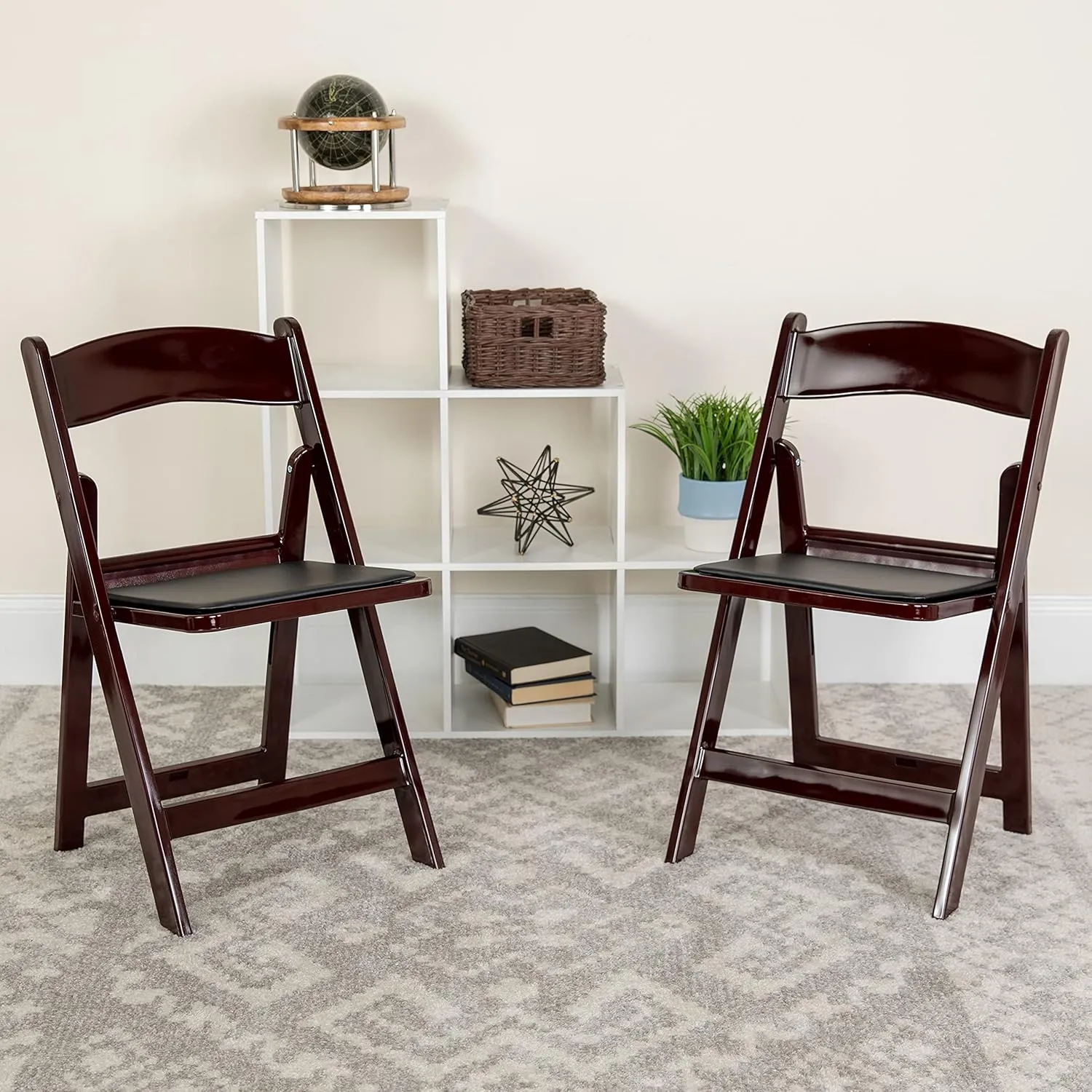 EMMA   OLIVER Folding Chair - Red Mahogany Resin – 4 Pack 800LB Weight Capacity Comfortable Event Chair - Light Weight Folding Chair