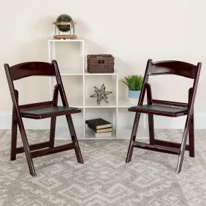 EMMA   OLIVER Folding Chair - Red Mahogany Resin – 4 Pack 800LB Weight Capacity Comfortable Event Chair - Light Weight Folding Chair
