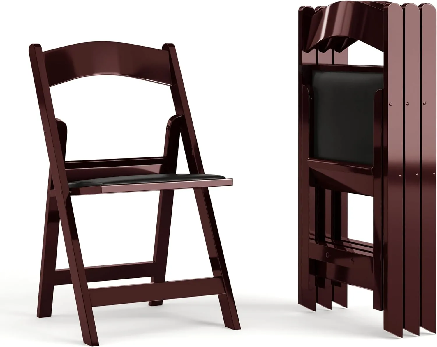 EMMA   OLIVER Folding Chair - Red Mahogany Resin – 4 Pack 800LB Weight Capacity Comfortable Event Chair - Light Weight Folding Chair