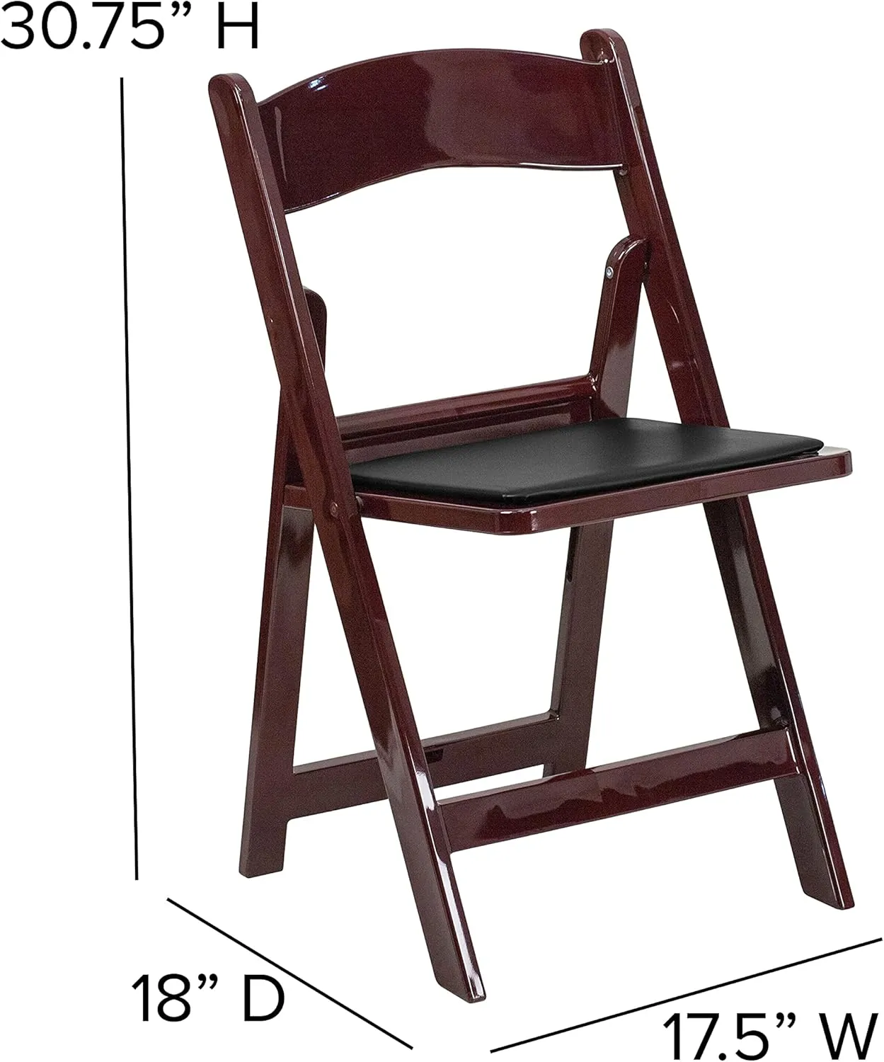 EMMA   OLIVER Folding Chair - Red Mahogany Resin – 4 Pack 800LB Weight Capacity Comfortable Event Chair - Light Weight Folding Chair