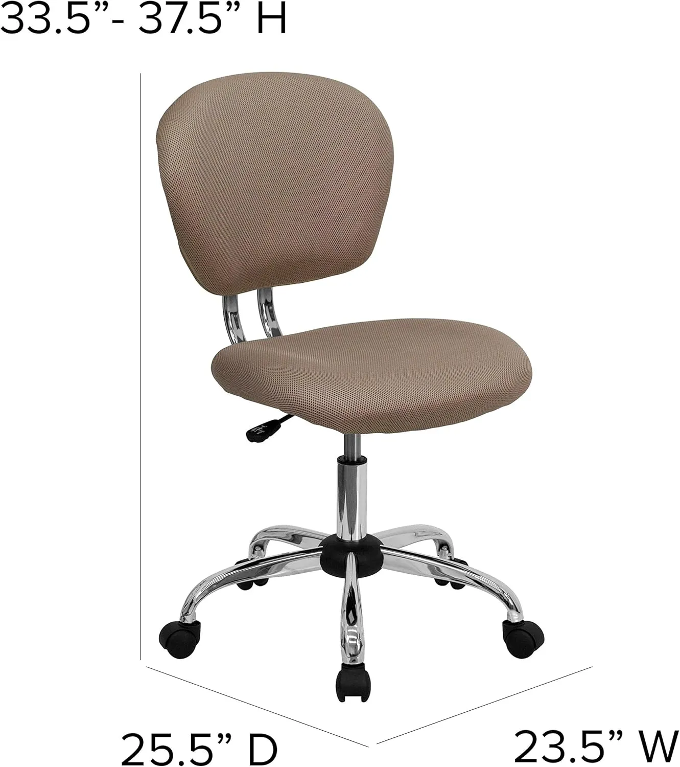 EMMA   OLIVER Mid-Back Coffee Brown Mesh Padded Swivel Task Office Chair with Chrome Base