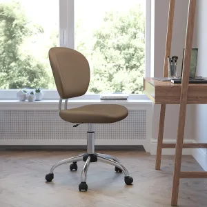 EMMA   OLIVER Mid-Back Coffee Brown Mesh Padded Swivel Task Office Chair with Chrome Base