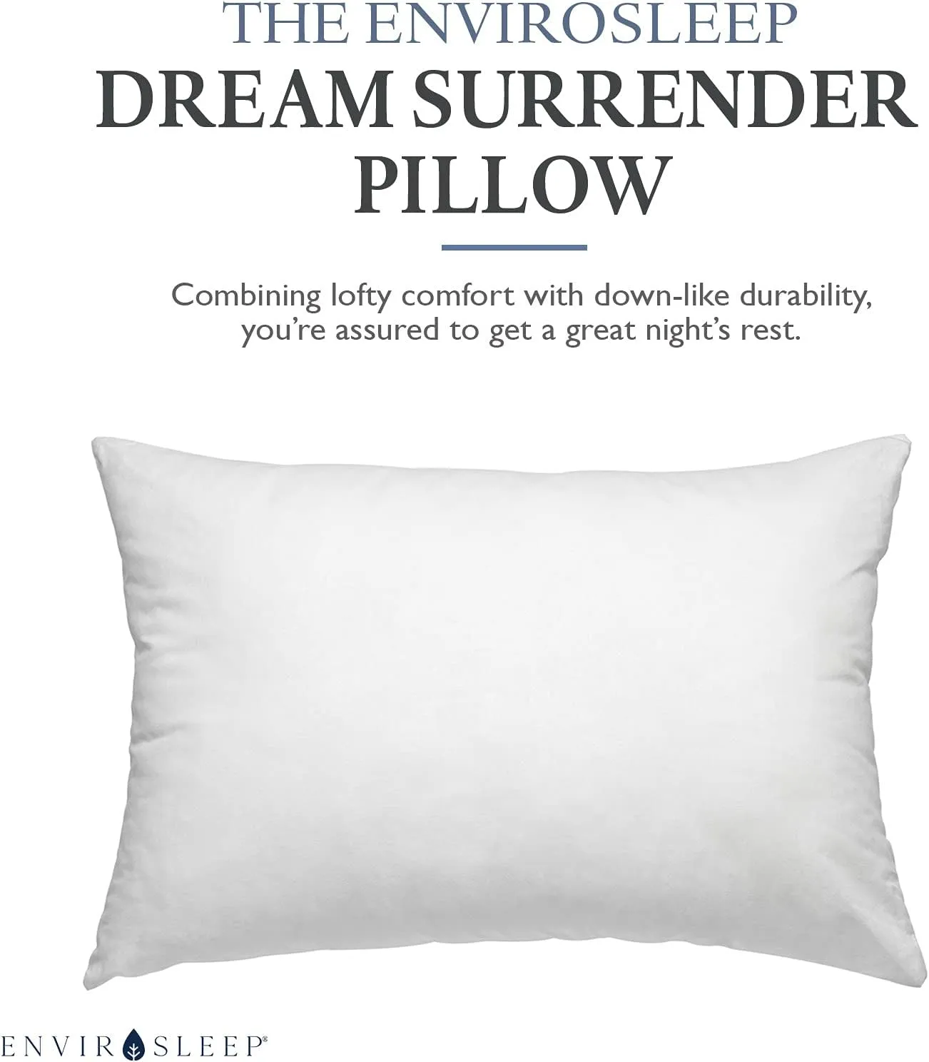 Envirosleep Dream Surrender Firm Support Pillows - Hypoallergenic Polyester Filled Cotton Shell Pillow Set, Standard Size 2 Pillow Set for Hotel or Home Use, by Manchester Mills