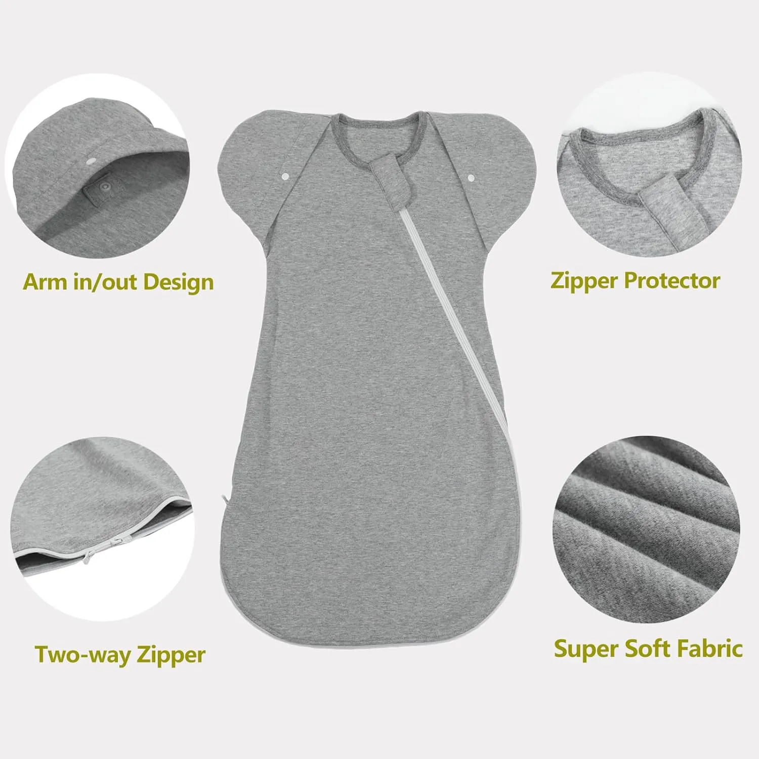 Eray Baby Zipper Swaddle Transitonal Sleep Sack 3-6Months Infant Sleeping Bag Wearable Blanket Sleepwear
