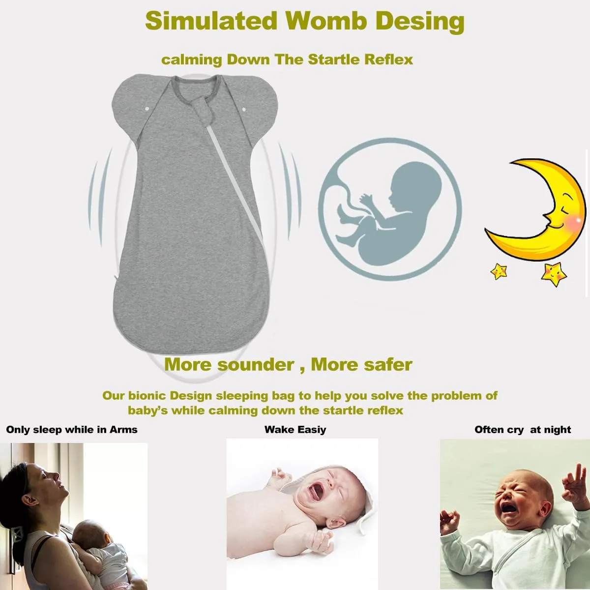 Eray Baby Zipper Swaddle Transitonal Sleep Sack 3-6Months Infant Sleeping Bag Wearable Blanket Sleepwear
