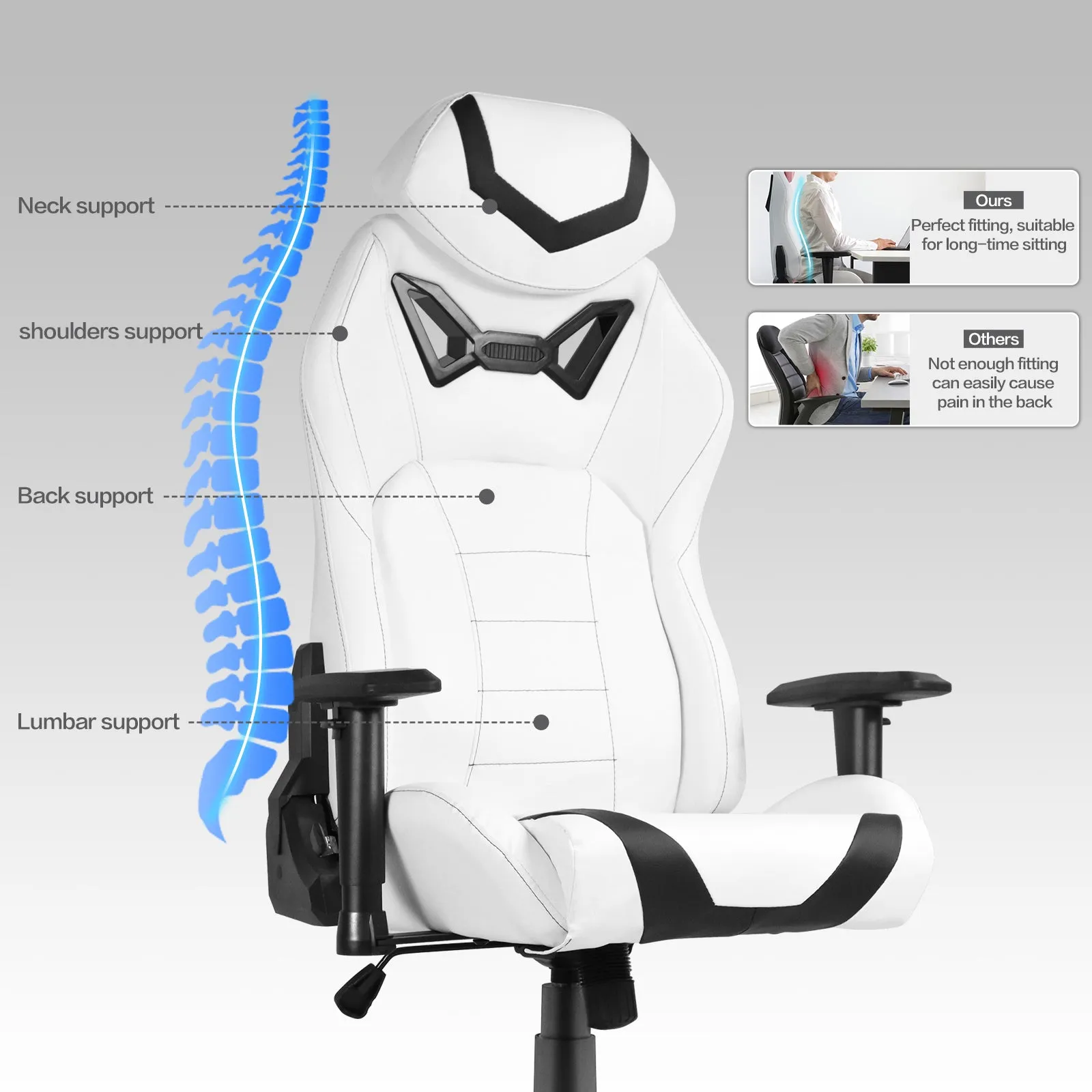 Ergonomic Gaming Chairs for Adults with High-Density Memory Foam | Swivel Comfortable Office Chair, Big and Tall Video Game Chair, High Back Computer Chair for Home, Office