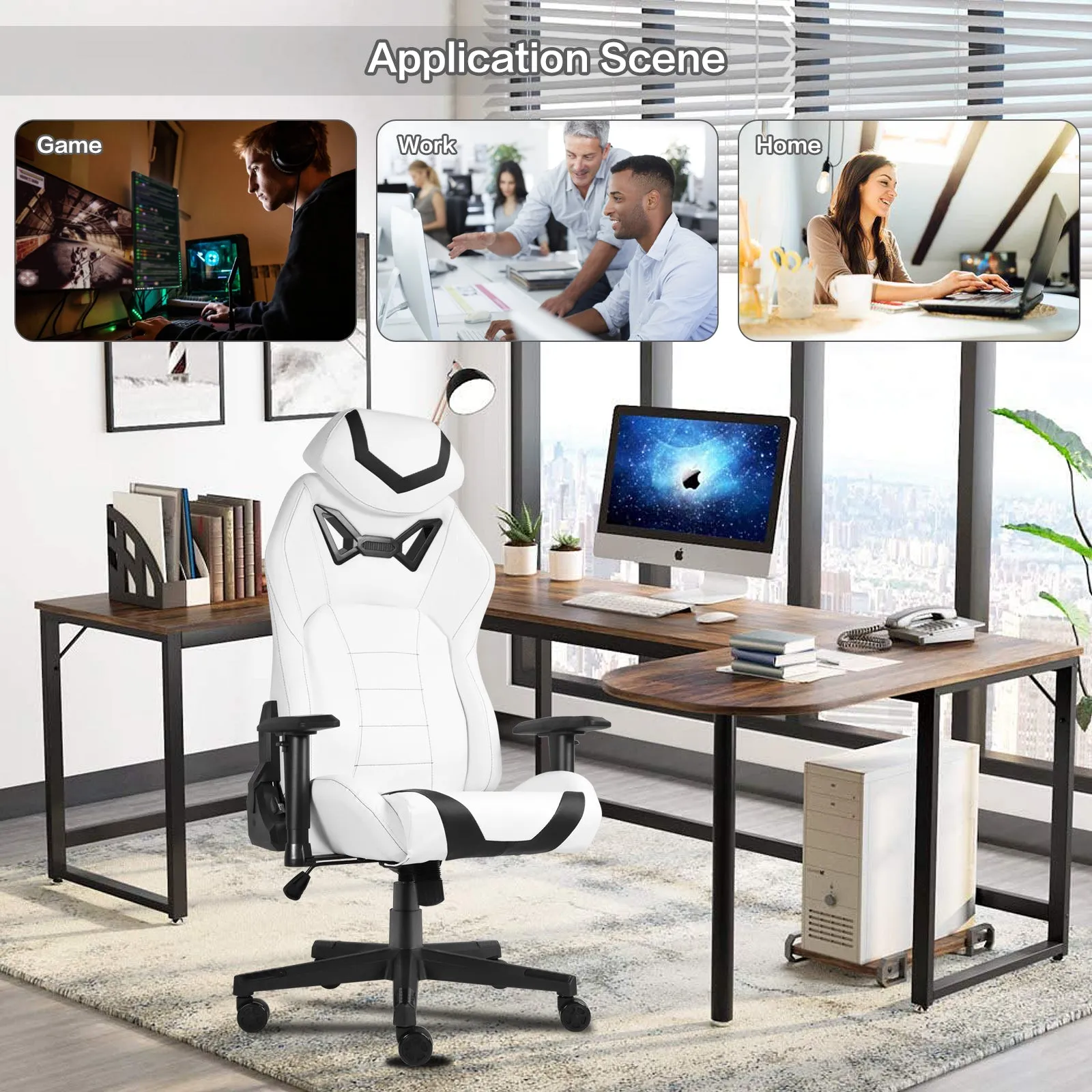 Ergonomic Gaming Chairs for Adults with High-Density Memory Foam | Swivel Comfortable Office Chair, Big and Tall Video Game Chair, High Back Computer Chair for Home, Office
