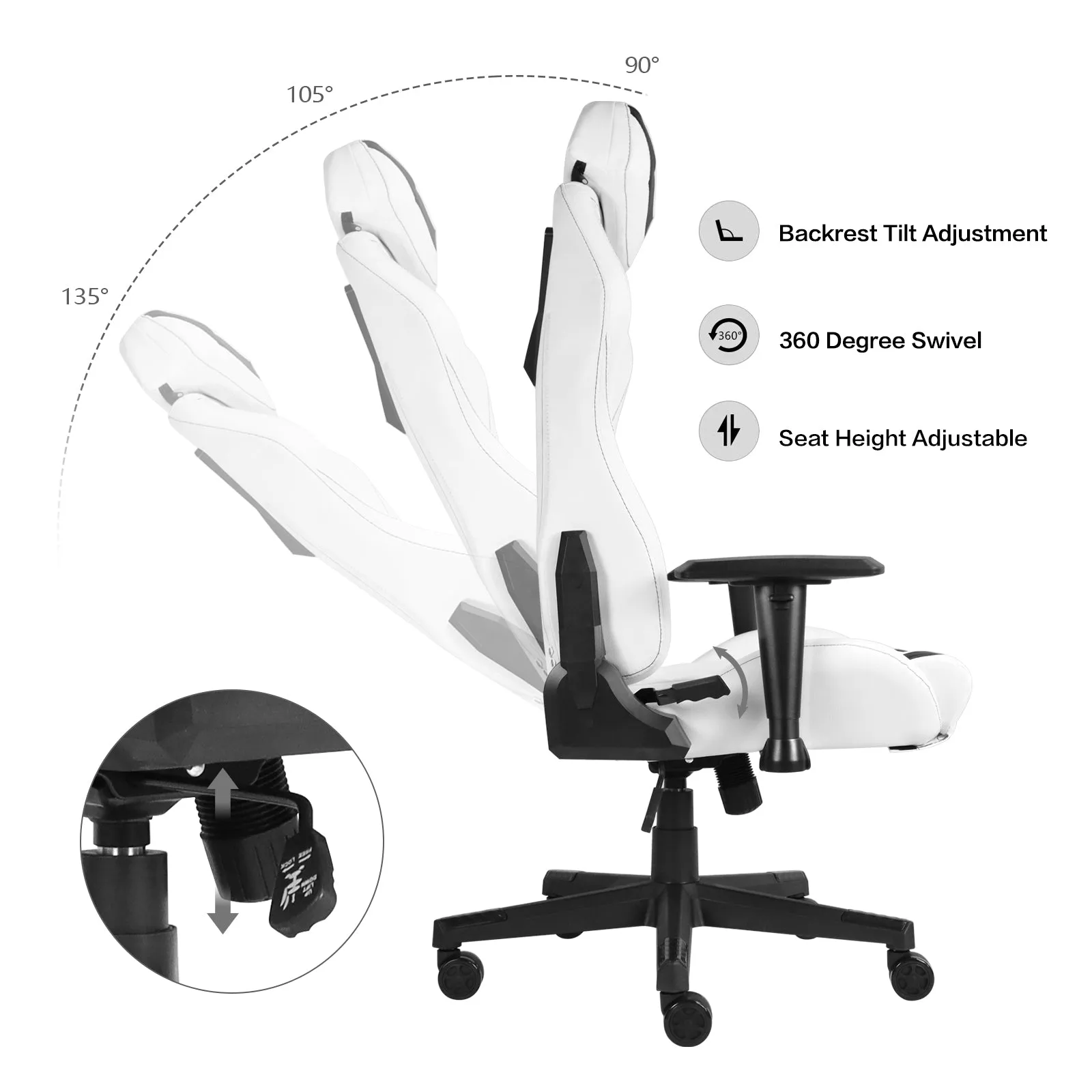 Ergonomic Gaming Chairs for Adults with High-Density Memory Foam | Swivel Comfortable Office Chair, Big and Tall Video Game Chair, High Back Computer Chair for Home, Office
