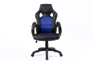 Ergonomic Gaming Tilt Swivel High Back Leather Office Executive Chair, Blue