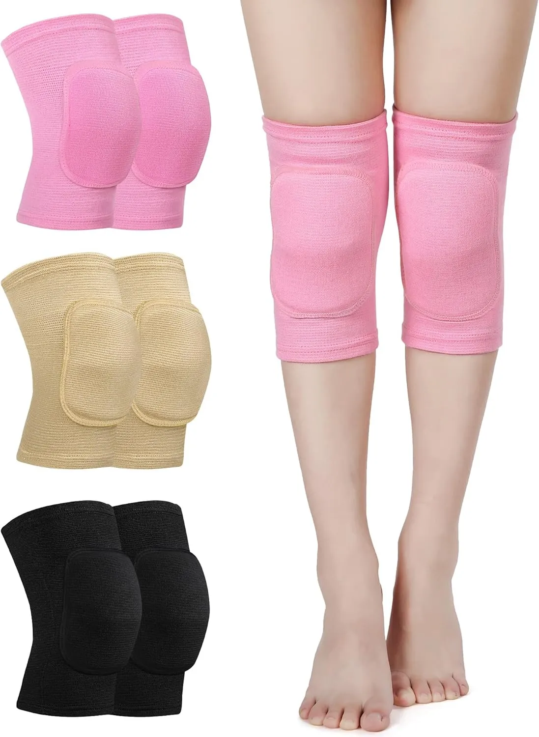 Eurzom 3 Pairs Dance Knee Pads Women Protective Non-Slip Knee Pads for Yoga Cheerleading Pole Floor Dance Volleyball